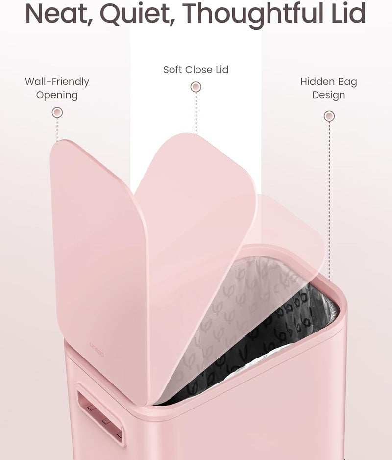 Cesun Small Bathroom Trash Can with Lid Soft Close, Step Pedal, 5 Liter / 1.3 Gallon Stainless Steel Garbage Can with Removable Inner Bucket, Waste Basket for Bathroom, Bedroom (Pink) - Image 4